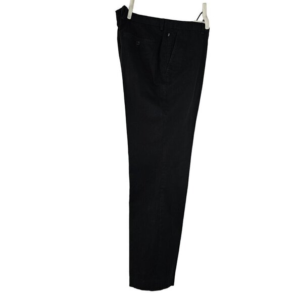 BOSS Hugo Boss Navy Cotton Slacks Mens 36R Straight Leg Flat Front Slash Pockets - Picture 3 of 11